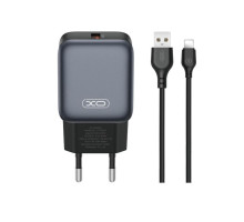 Мережевий зарядний пристрій (адаптер) 2в1 XO L152 QC_18W + USB to Lightning black TPS-2710000329794 2710000329794