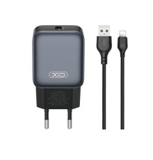 Мережевий зарядний пристрій (адаптер) 2в1 XO L152 QC_18W + USB to Lightning black TPS-2710000329794 2710000329794