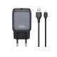 Мережевий зарядний пристрій (адаптер) 2в1 XO L152 QC_18W + USB to Lightning black TPS-2710000329794 2710000329794