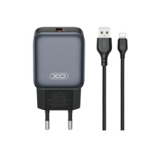 Мережевий зарядний пристрій (адаптер) 2в1 XO L152 QC_18W + USB to Type-C black TPS-2710000329800 2710000329800
