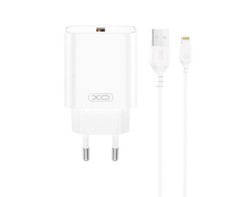 Мережевий зарядний пристрій (адаптер) 2в1 XO CE33 QC_18W + USB to Lightning white TPS-2710000329824 2710000329824