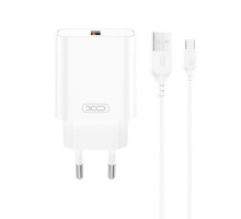 Мережевий зарядний пристрій (адаптер) 2в1 XO CE33 QC_18W + USB to Type-C white TPS-2710000329831 2710000329831