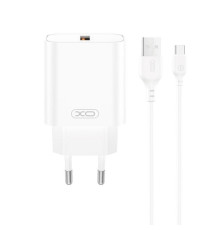 Мережевий зарядний пристрій (адаптер) 2в1 XO CE33 QC_18W + USB to Type-C white TPS-2710000329831 2710000329831