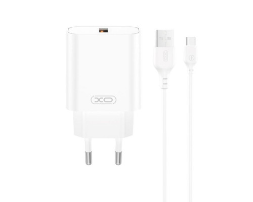 Мережевий зарядний пристрій (адаптер) 2в1 XO CE33 QC_18W + USB to Type-C white TPS-2710000329831 2710000329831
