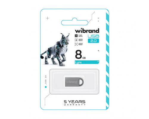 Флеш-пам'ять USB Wibrand Lynx 8GB USB 2.0 silver TPS-2710000330219 2710000330219
