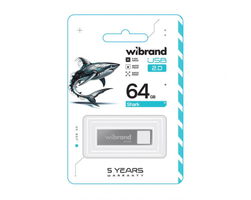 Флеш-пам'ять USB Wibrand Shark 64GB USB 2.0 silver TPS-2710000330608 2710000330608