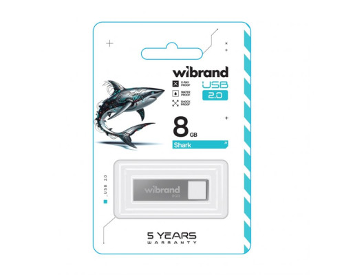 Флеш-пам'ять USB Wibrand Shark 8GB USB 2.0 silver TPS-2710000330615 2710000330615