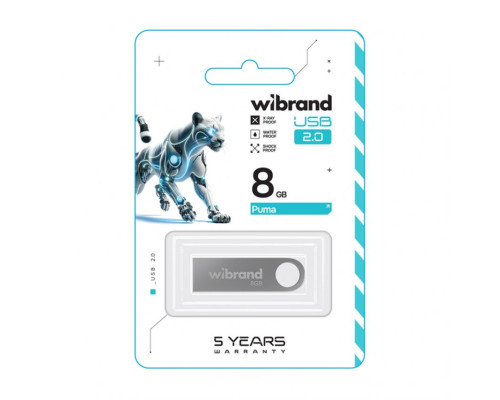 Флеш-пам'ять USB Wibrand Puma 8GB USB 2.0 silver TPS-2710000330820 2710000330820
