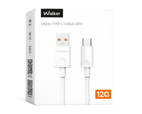 Кабель USB WALKER C870 USB to Type-C 6A_120W 1м white TPS-2710000337751 2710000337751