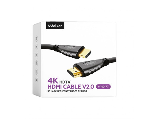 Кабель WALKER WHD-77 HDMI to HDMI 4K HDTV V2.0 1.5м carton box TPS-2710000338802 2710000338802