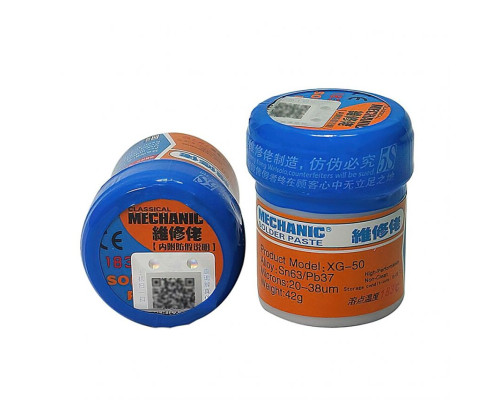 Паста BGA Mechanic XG-50 (Sn 63%, Pb 37%, 183 °C, 35гр) TPS-2710000340317 2710000340317