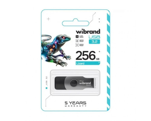 Флеш-пам'ять USB Wibrand Lizard 256GB USB 3.2 Gen 1 black TPS-2710000340775 2710000340775