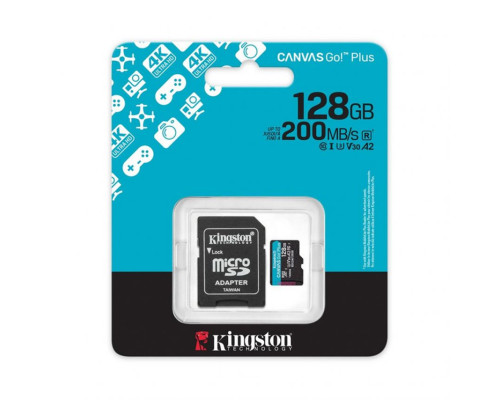 Карта пам'яті Kingston Canvas Go! Plus MicroSDXC 128GB Class 10 UHS-I R200MB/s + SD-адаптер (SDCS2/128GB) TPS-2710000342038 2710000342038