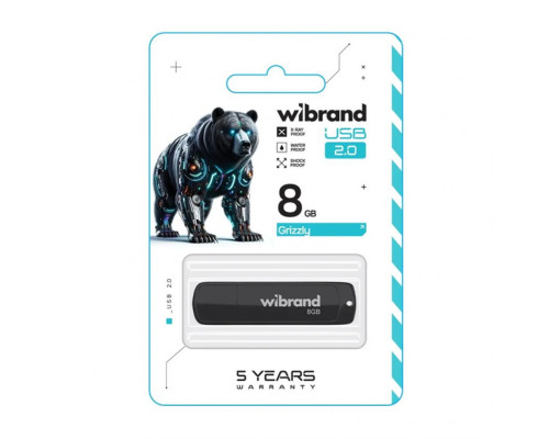 Флеш-пам'ять USB Wibrand Grizzly 8GB USB 2.0 black TPS-2710000342144 2710000342144