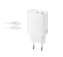 Мережевий зарядний пристрій (адаптер) XO L161 PD_20W / QC3.0_18W + Data Cable Type-C to Type-C white TPS-2710000344544 2710000344544