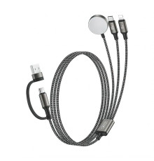 Бездротовий зарядний пристрій XO CX040 USB-A/USB-C 3в1 (AppleWatch + 100W Type-C cable + Lightning cable) black TPS-2710000344582 2710000344582