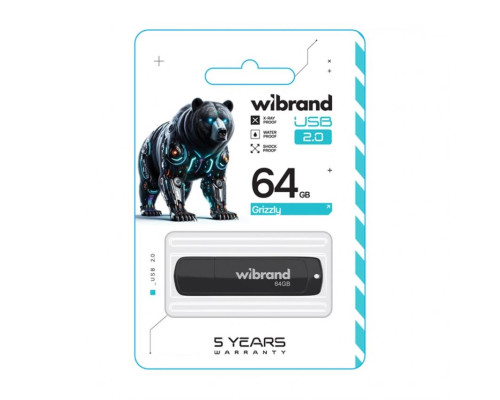 Флеш-пам'ять USB Wibrand Grizzly 64GB USB 2.0 black TPS-2710000345886 2710000345886