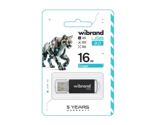 Флеш-пам'ять USB Wibrand Сougar 16GB USB 2.0 black TPS-2710000348672 2710000348672