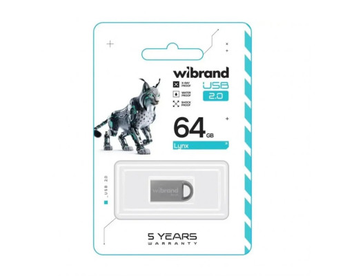 Флеш-пам'ять USB Wibrand Lynx 64GB USB 2.0 silver TPS-2710000348726 2710000348726