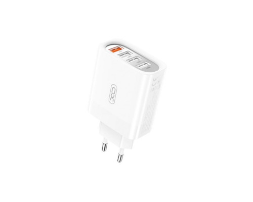 Мережевий зарядний пристрій (адаптер) XO L100 4USB / QC3.0 / 3USB_2.4A + Data Cable USB to Micro white TPS-2710000349938 2710000349938