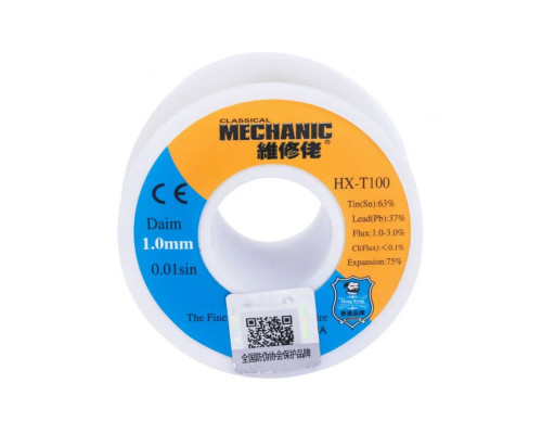 Припій Mechanic HX-T100 1мм, 100г, Sn 63%, Pb 37% TPS-2710000350996 2710000350996