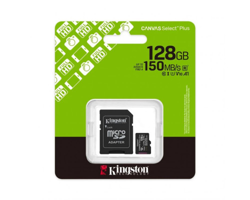 Карта пам'яті Kingston Canvas Select Plus MicroSDXC 128GB Class 10 UHS-I R150MB/s + SD-адаптер (SDCS3/128GB) TPS-2710000351634 2710000351634
