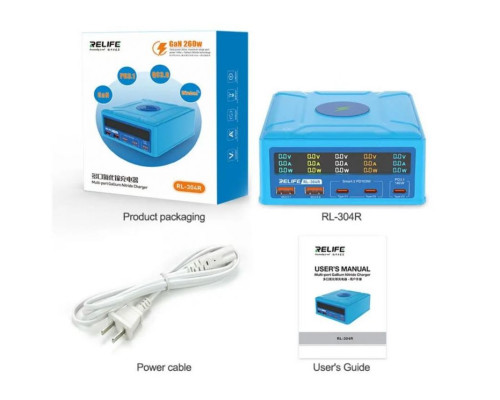 Зарядний пристрій RELIFE RL-304R (5 портів, 260 Вт, Quick Charge, Power Delivery, з безпровідною зарядкою) TPS-2710000352853 2710000352853