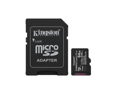 Карта пам'яті Kingston Canvas Select Plus MicroSDXC 64GB Class 10 UHS-I R150MB/s + SD-адаптер (SDCS3/64GB) TPS-2710000353836 2710000353836