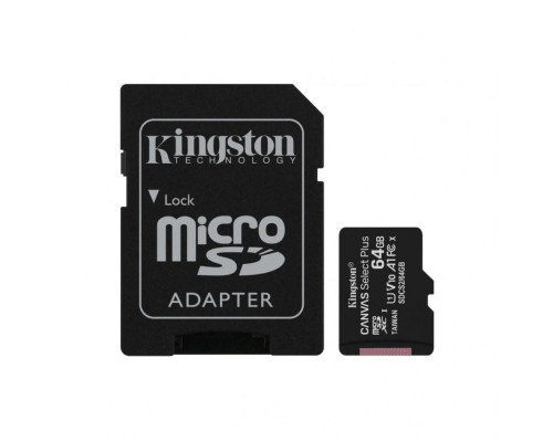Карта пам'яті Kingston Canvas Select Plus MicroSDXC 64GB Class 10 UHS-I R100MB/s + SD-адаптер (SDCS3/64GB) TPS-2710000354468 2710000354468