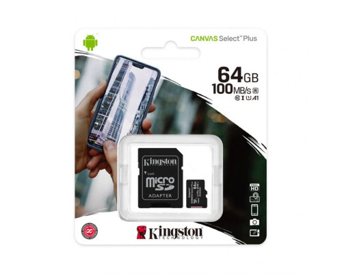 Карта пам'яті Kingston Canvas Select Plus MicroSDXC 64GB Class 10 UHS-I R100MB/s + SD-адаптер (SDCS3/64GB) TPS-2710000354468 2710000354468