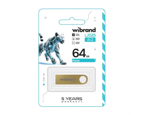 Флеш-пам'ять USB Wibrand Puma 64GB USB 2.0 gold TPS-2710000358206 2710000358206