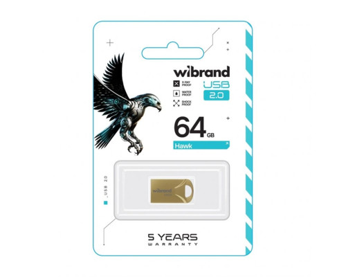 Флеш-пам'ять USB Wibrand Hawk 64GB USB 2.0 gold TPS-2710000358992 2710000358992