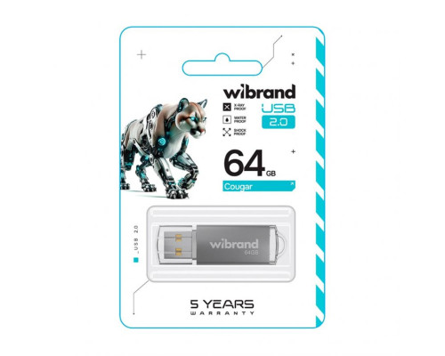 Флеш-пам'ять USB Wibrand Сougar 64GB USB 2.0 silver TPS-2710000360605 2710000360605