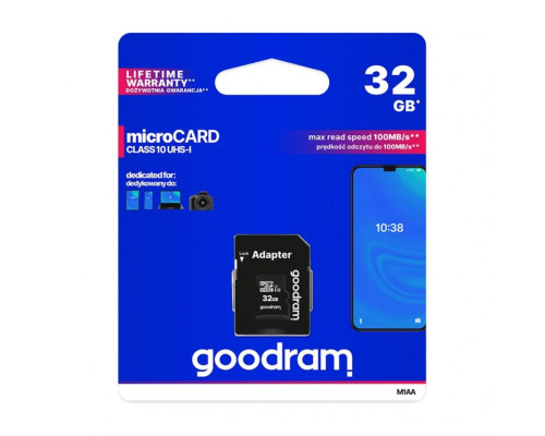 Карта пам'яті Goodram MicroSDHC 32GB Class 10 UHS-I + SD-адаптер (M1AA-0320R12) TPS-2710000364450 2710000364450
