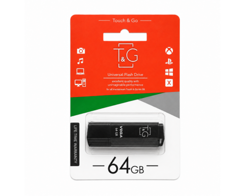 Флеш-пам'ять USB T&G Vega 64GB USB 2.0 (121) black TPS-2710000365976 2710000365976