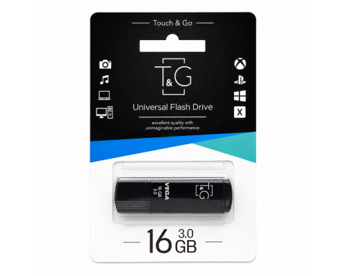 Флеш-пам'ять USB T&G Vega 16GB USB 2.0 (121) black TPS-2710000366348 2710000366348