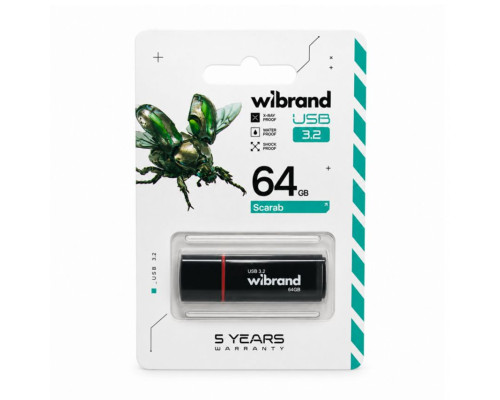 Флеш-пам'ять USB Wibrand Scarab 64GB USB 3.2 Gen1 black TPS-2710000367079 2710000367079