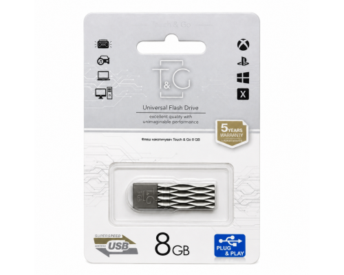 Флеш-пам'ять USB T&G Metal 8GB USB 2.0 (103) з ромбами silver TPS-2710000367833 2710000367833