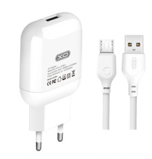 Мережевий зарядний пристрій (адаптер) 2в1 XO L37 1USB / 2.1A + Micro white TPS-2710000188889