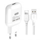 Мережевий зарядний пристрій (адаптер) 2в1 XO L37 1USB / 2.1A + Data Cabel USB to Lightning white