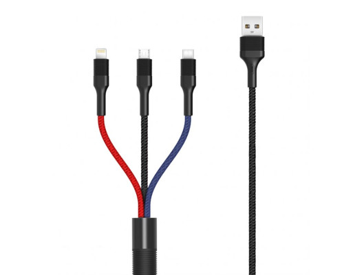 Кабель USB 3в1 XO NB54 Micro/Type-C/Lightning Quick Charge 2.4A black