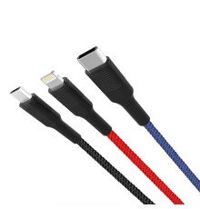 Кабель USB 3в1 XO NB54 Micro/Type-C/Lightning Quick Charge 2.4A black TPS-2710000188780