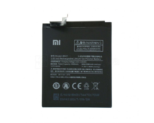 Акумулятор для Xiaomi BN31 Redmi Note 5A, Mi A1, Mi 5X, Redmi S2, Redmi Note 5A Prime High Copy TPS-2710000154334