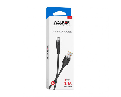 Кабель USB WALKER C735 Type-C 2м black TPS-2710000189947