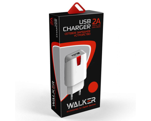 Мережевий зарядний пристрій (адаптер) WALKER WH-21 1USB / 2.1A white