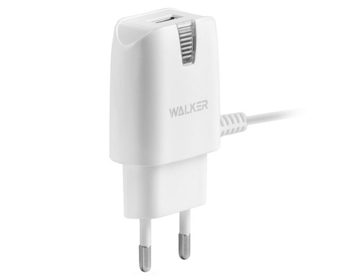 Мережевий зарядний пристрій (адаптер) 2в1 WALKER WH-13 1USB / 1A + Data Cabel USB to Lightning white