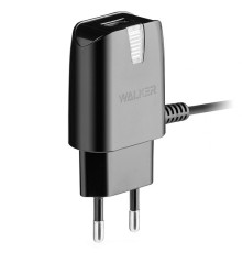 Мережевий зарядний пристрій (адаптер) 2в1 WALKER WH-12 1USB / 1A + Data Cabel USB to Micro black