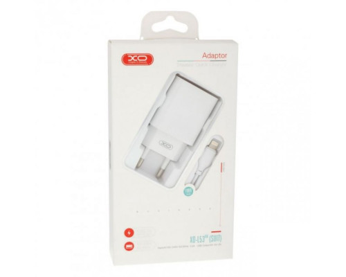 Мережевий зарядний пристрій (адаптер) 2в1 XO L53 1USB / 2A + Lightning white TPS-2710000203964