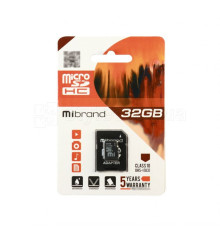 Карта пам'яті Mibrand MicroSDHC 32GB Class 10 UHS-І U3 + SD-адаптер TPS-2710000207320