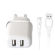 Мережевий зарядний пристрій (адаптер) 2в1 XO L69 2USB / 2.4A + Data Cabel USB to Micro white